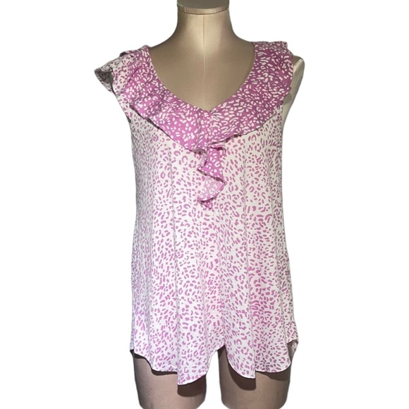 Oscar De La Renta Pink Label pink and white with ruffles. size S. - Picture 1 of 9